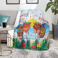Hawaii And Japan Okinawa Blanket Aloha Gozaimasu Tiki With Shisa LT05 - Polynesian Pride