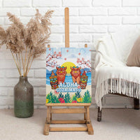 Hawaii And Japan Okinawa Canvas Wall Art Aloha Gozaimasu Tiki With Shisa LT05 - Polynesian Pride