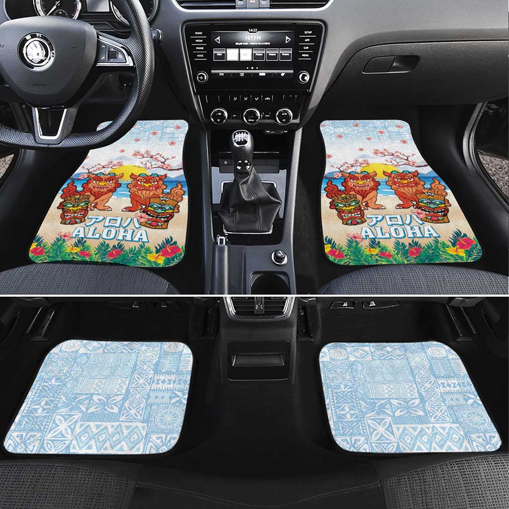 Hawaii And Japan Okinawa Car Mats Aloha Gozaimasu Tiki With Shisa