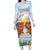 Hawaii And Japan Okinawa Family Matching Long Sleeve Bodycon Dress and Hawaiian Shirt Aloha Gozaimasu Tiki With Shisa