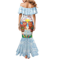 Hawaii And Japan Okinawa Family Matching Mermaid Dress and Hawaiian Shirt Aloha Gozaimasu Tiki With Shisa