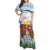 Hawaii And Japan Okinawa Family Matching Off Shoulder Maxi Dress and Hawaiian Shirt Aloha Gozaimasu Tiki With Shisa