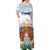 Hawaii And Japan Okinawa Family Matching Off Shoulder Maxi Dress and Hawaiian Shirt Aloha Gozaimasu Tiki With Shisa