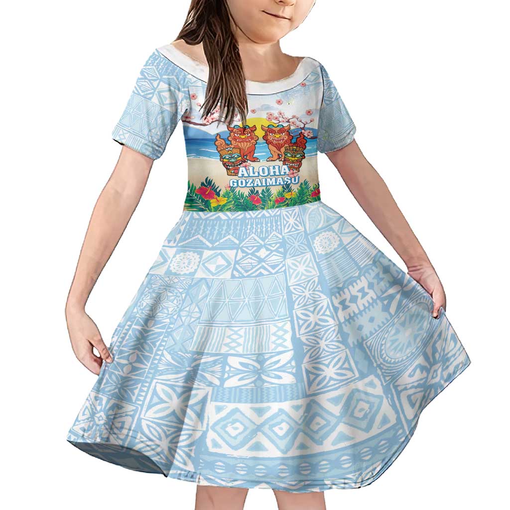 Hawaii And Japan Okinawa Family Matching Tank Maxi Dress and Hawaiian Shirt Aloha Gozaimasu Tiki With Shisa