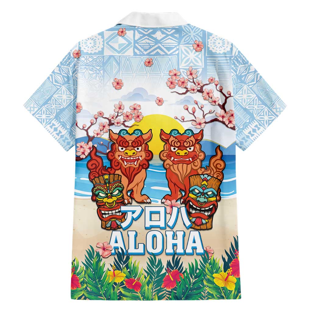 Hawaii And Japan Okinawa Hawaiian Shirt Aloha Gozaimasu Tiki With Shisa LT05 - Polynesian Pride