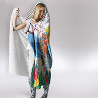 Hawaii And Japan Okinawa Hooded Blanket Aloha Gozaimasu Tiki With Shisa LT05 - Polynesian Pride