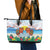 Hawaii And Japan Okinawa Leather Tote Bag Aloha Gozaimasu Tiki With Shisa