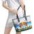 Hawaii And Japan Okinawa Leather Tote Bag Aloha Gozaimasu Tiki With Shisa