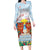 Hawaii And Japan Okinawa Long Sleeve Bodycon Dress Aloha Gozaimasu Tiki With Shisa