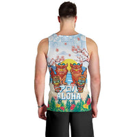 Hawaii And Japan Okinawa Men Tank Top Aloha Gozaimasu Tiki With Shisa LT05 - Polynesian Pride