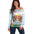 Hawaii And Japan Okinawa Off Shoulder Sweater Aloha Gozaimasu Tiki With Shisa