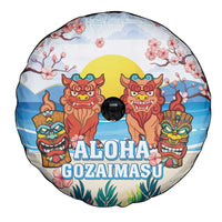 Hawaii And Japan Okinawa Spare Tire Cover Aloha Gozaimasu Tiki With Shisa LT05 - Polynesian Pride