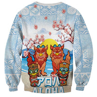 Hawaii And Japan Okinawa Sweatshirt Aloha Gozaimasu Tiki With Shisa