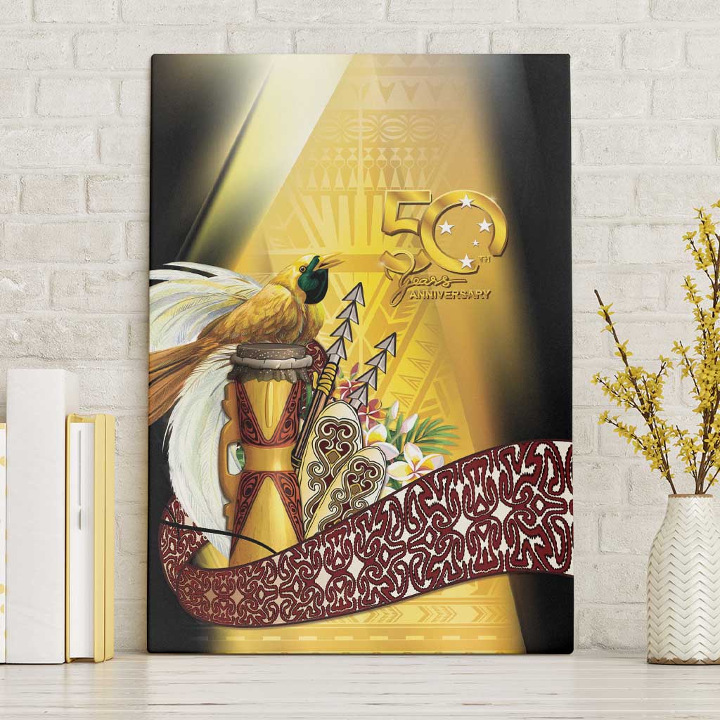 Papua New Guinea Canvas Wall Art 50 Years Of Independence LT05 Without Frame Gold - Polynesian Pride