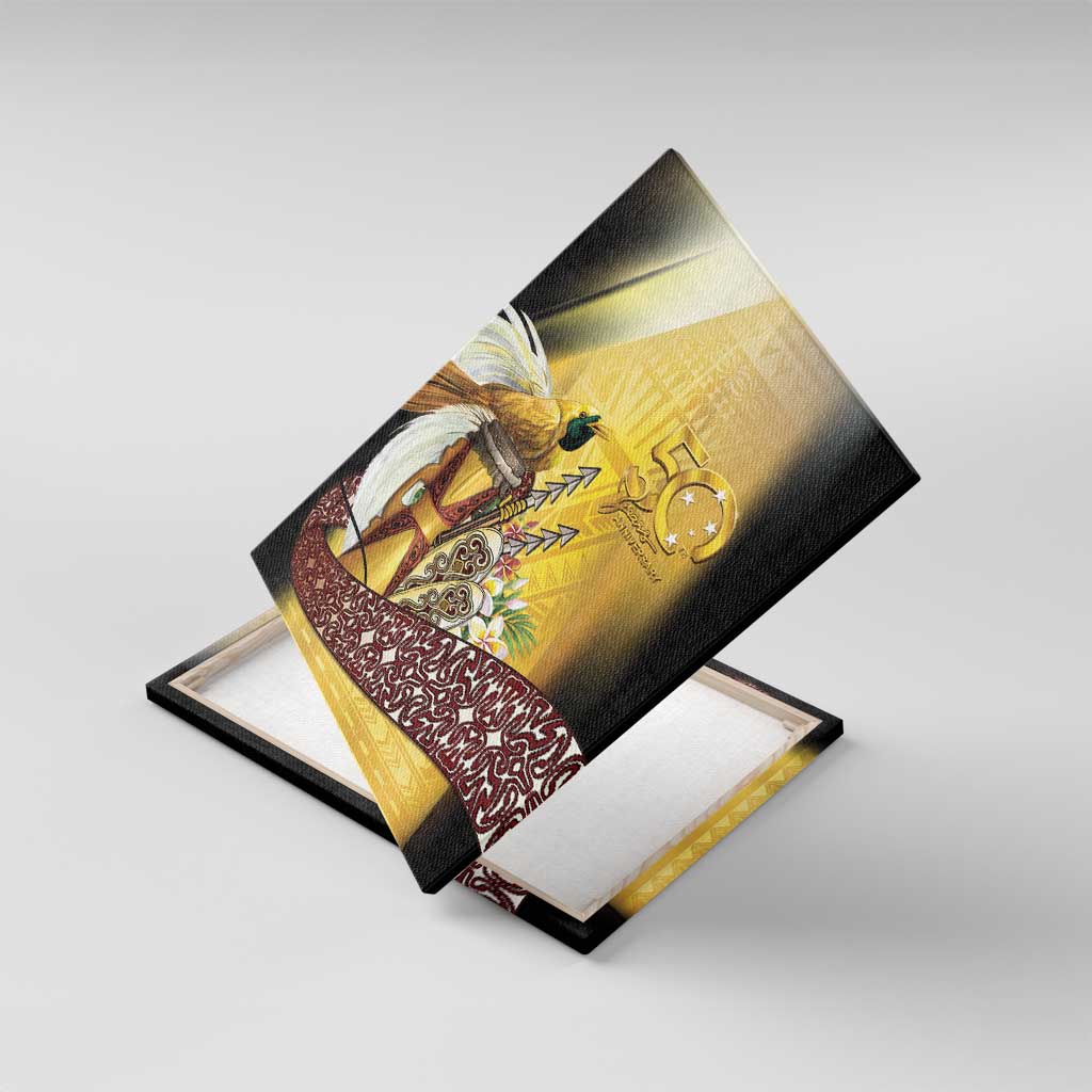 Papua New Guinea Canvas Wall Art 50 Years Of Independence LT05 With Frame Gold - Polynesian Pride