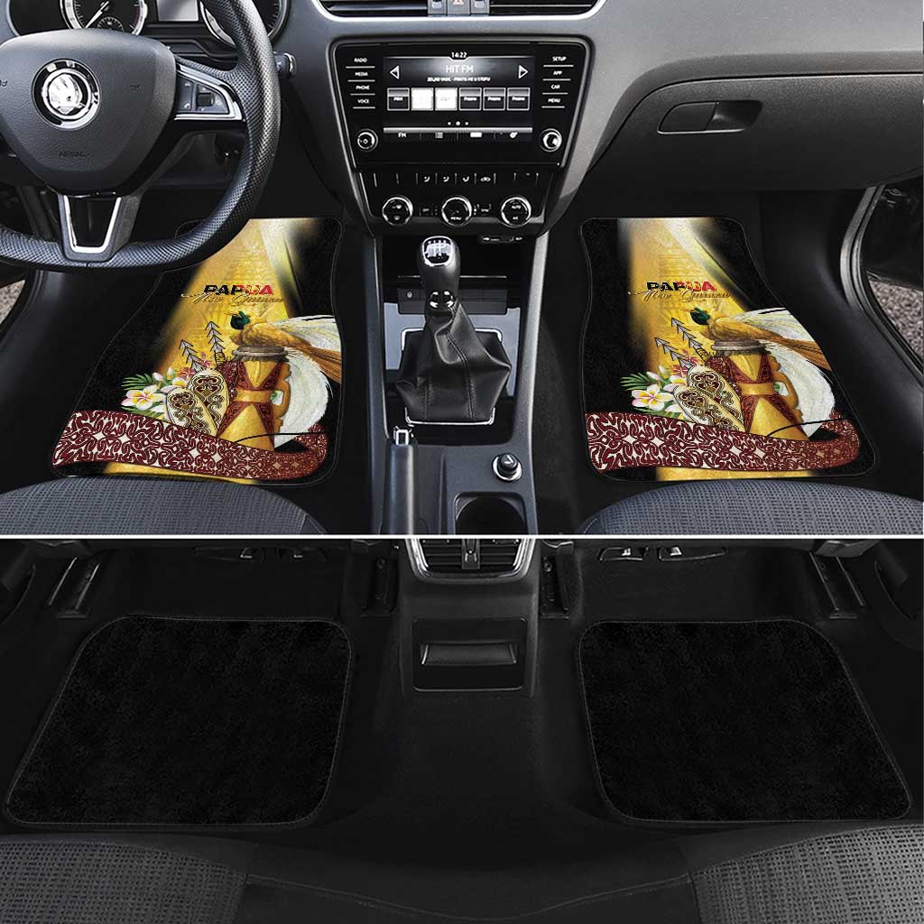Papua New Guinea Car Mats 50 Years Of Independence LT05 Set 4pcs Gold - Polynesian Pride