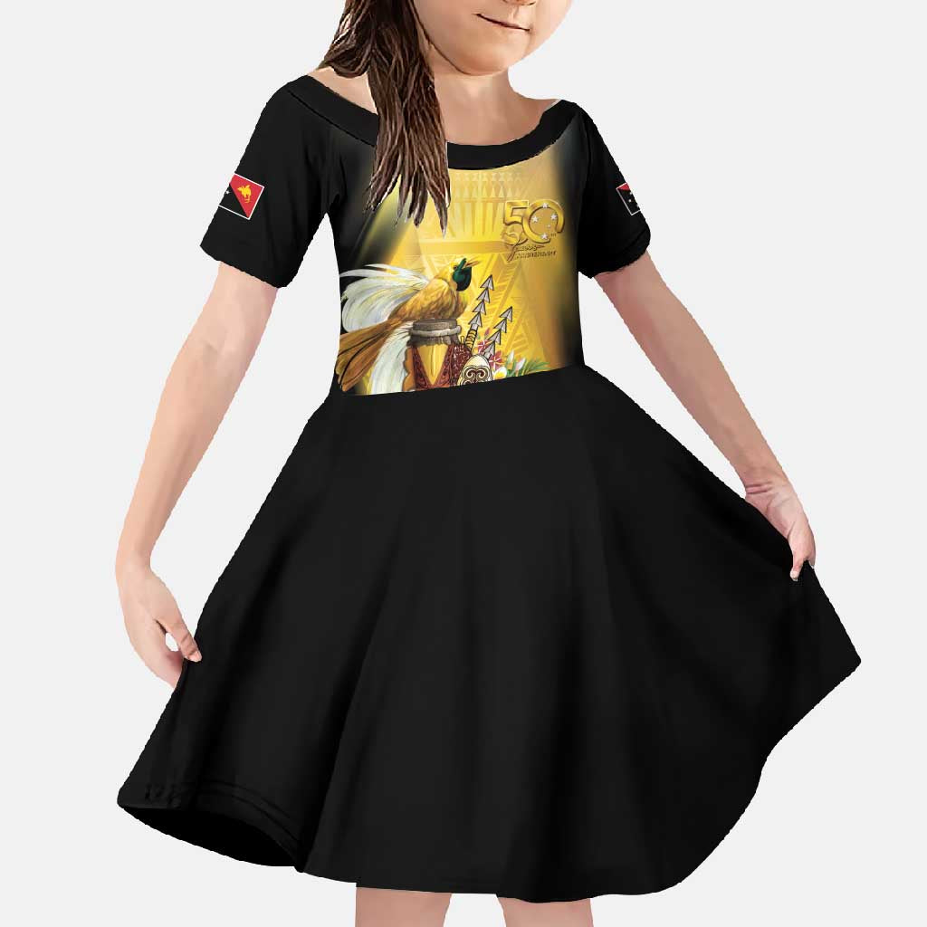 Papua New Guinea Family Matching Long Sleeve Bodycon Dress and Hawaiian Shirt 50 Years Of Independence - Polynesian Pride