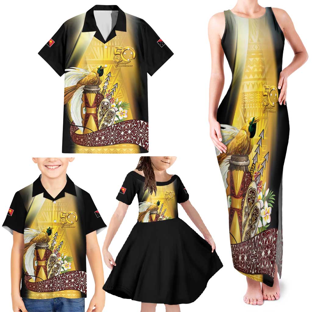 Papua New Guinea Family Matching Tank Maxi Dress and Hawaiian Shirt 50 Years Of Independence LT05 - Polynesian Pride