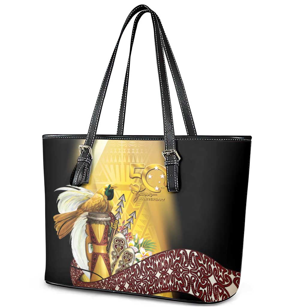 Papua New Guinea Leather Tote Bag 50 Years Of Independence - Polynesian Pride