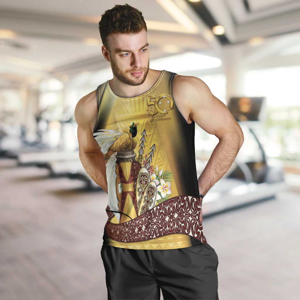 Papua New Guinea Men Tank Top 50 Years Of Independence LT05 Gold - Polynesian Pride
