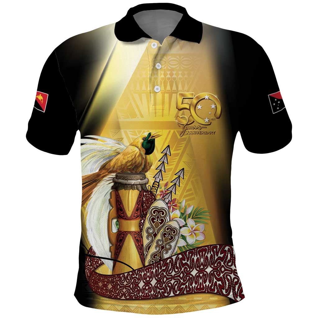 Papua New Guinea Polo Shirt 50 Years Of Independence LT05 Gold - Polynesian Pride