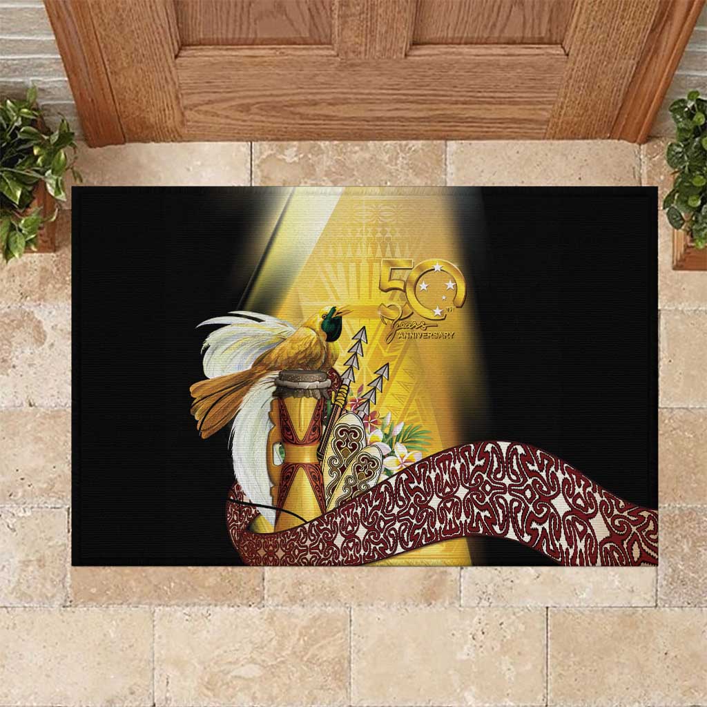 Papua New Guinea Rubber Doormat 50 Years Of Independence LT05 Gold - Polynesian Pride