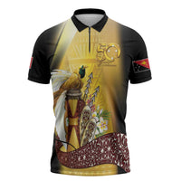 Papua New Guinea Zipper Polo Shirt 50 Years Of Independence - Polynesian Pride