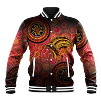 Papua New Guinea Baseball Jacket Birds Of Paradise With Aboriginal Pattern LT05 Unisex Red - Polynesian Pride