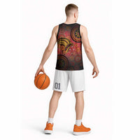 Papua New Guinea Basketball Jersey Birds Of Paradise With Aboriginal Pattern - Polynesian Pride