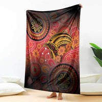 Papua New Guinea Blanket Birds Of Paradise With Aboriginal Pattern - Polynesian Pride