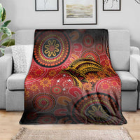 Papua New Guinea Blanket Birds Of Paradise With Aboriginal Pattern - Polynesian Pride