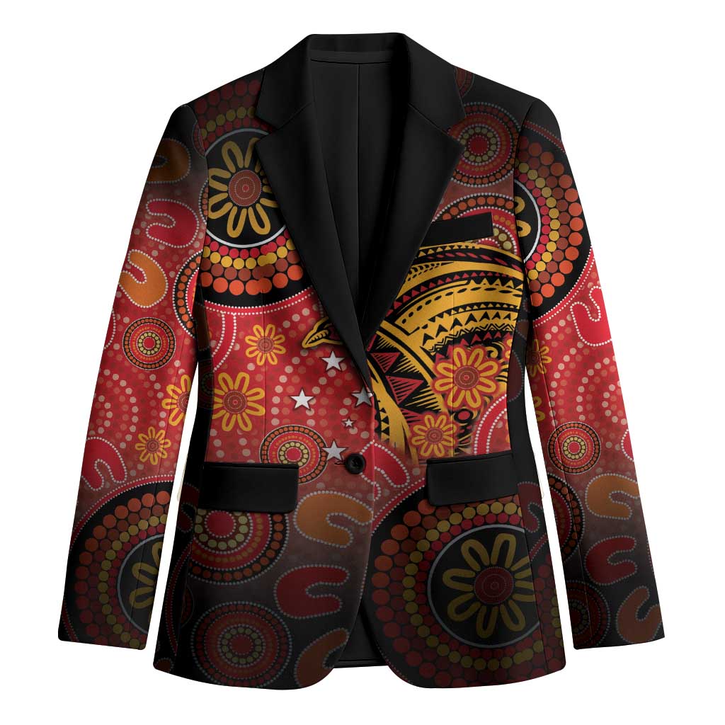 Papua New Guinea Blazer Birds Of Paradise With Aboriginal Pattern - Polynesian Pride