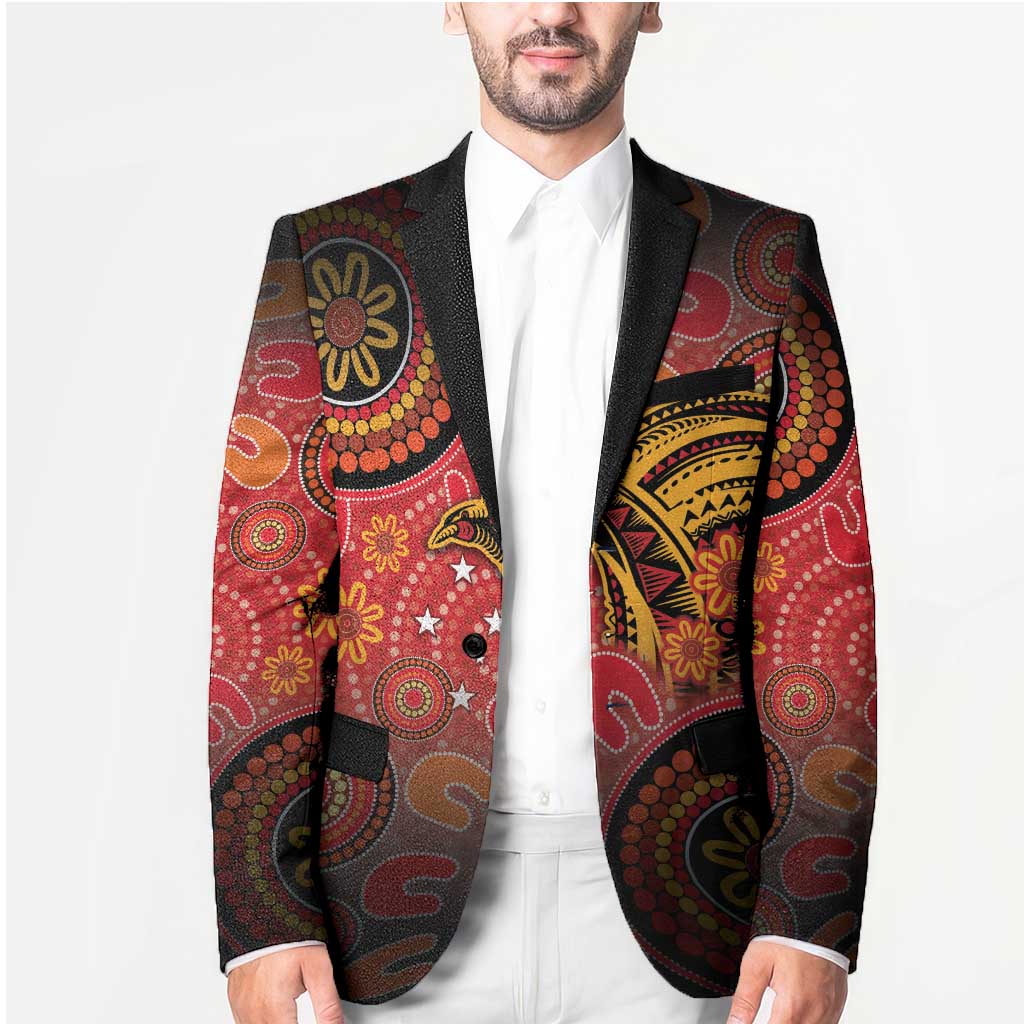 Papua New Guinea Blazer Birds Of Paradise With Aboriginal Pattern - Polynesian Pride