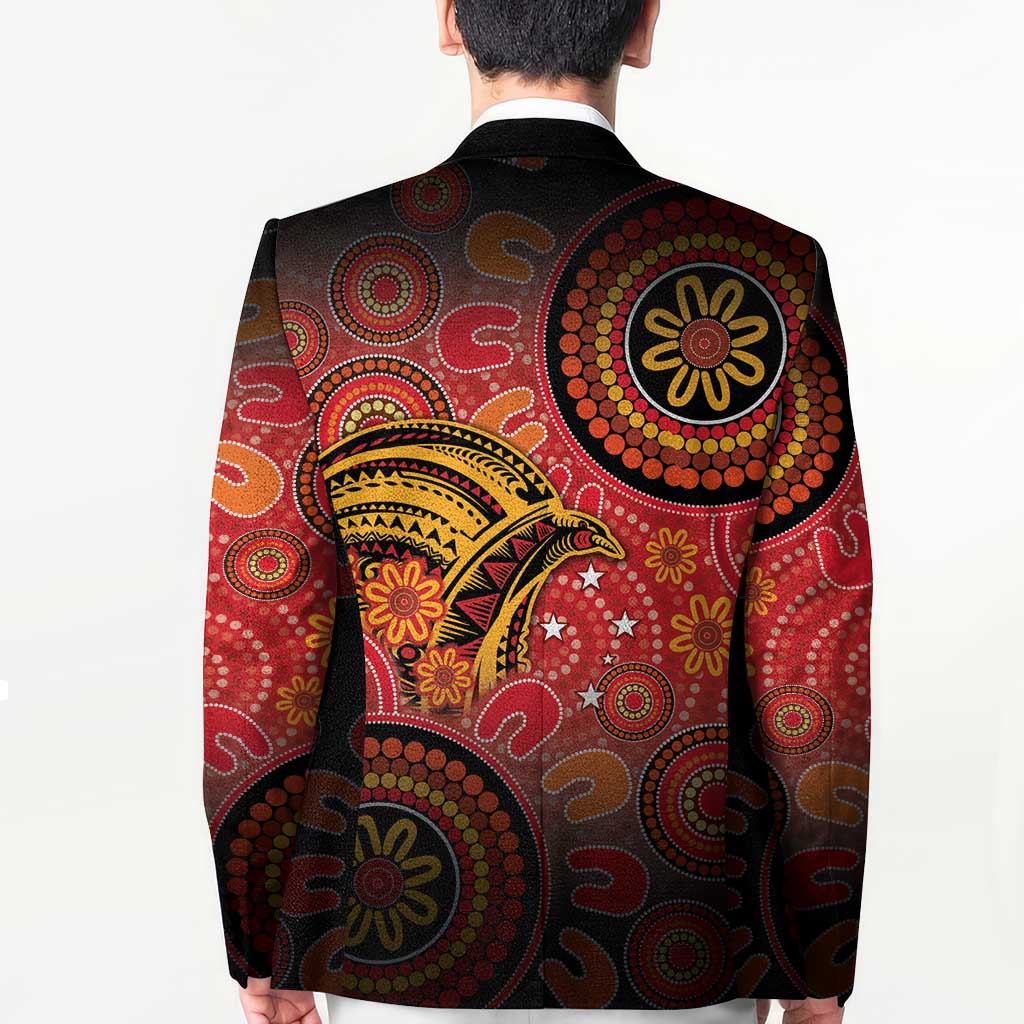 Papua New Guinea Blazer Birds Of Paradise With Aboriginal Pattern - Polynesian Pride