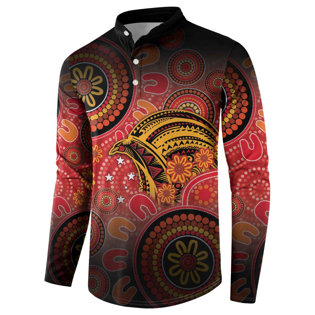 Papua New Guinea Button Sweatshirt Birds Of Paradise With Aboriginal Pattern LT05 - Polynesian Pride