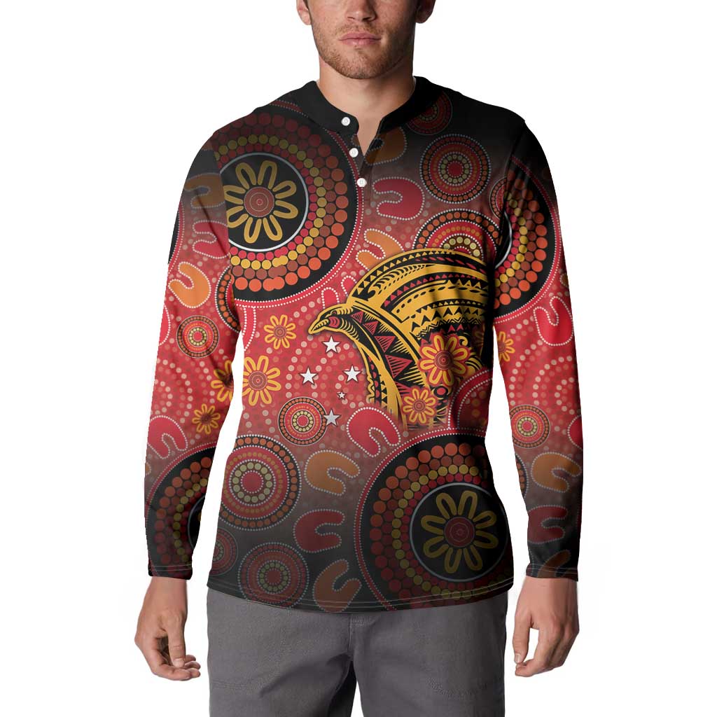 Papua New Guinea Button Sweatshirt Birds Of Paradise With Aboriginal Pattern LT05 - Polynesian Pride