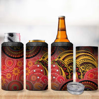 Papua New Guinea 4 in 1 Can Cooler Tumbler Birds Of Paradise With Aboriginal Pattern LT05 - Polynesian Pride