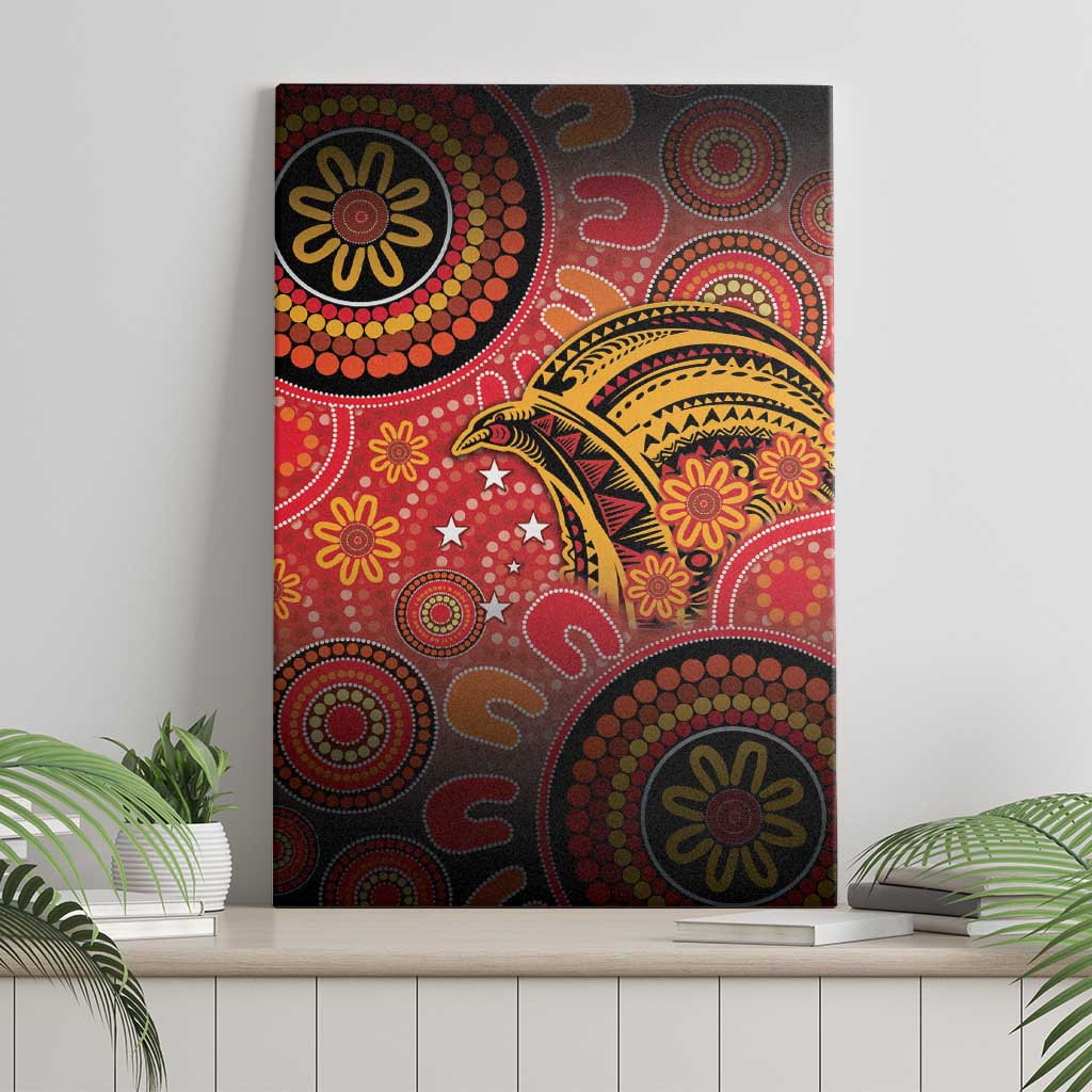 Papua New Guinea Canvas Wall Art Birds Of Paradise With Aboriginal Pattern LT05 - Polynesian Pride