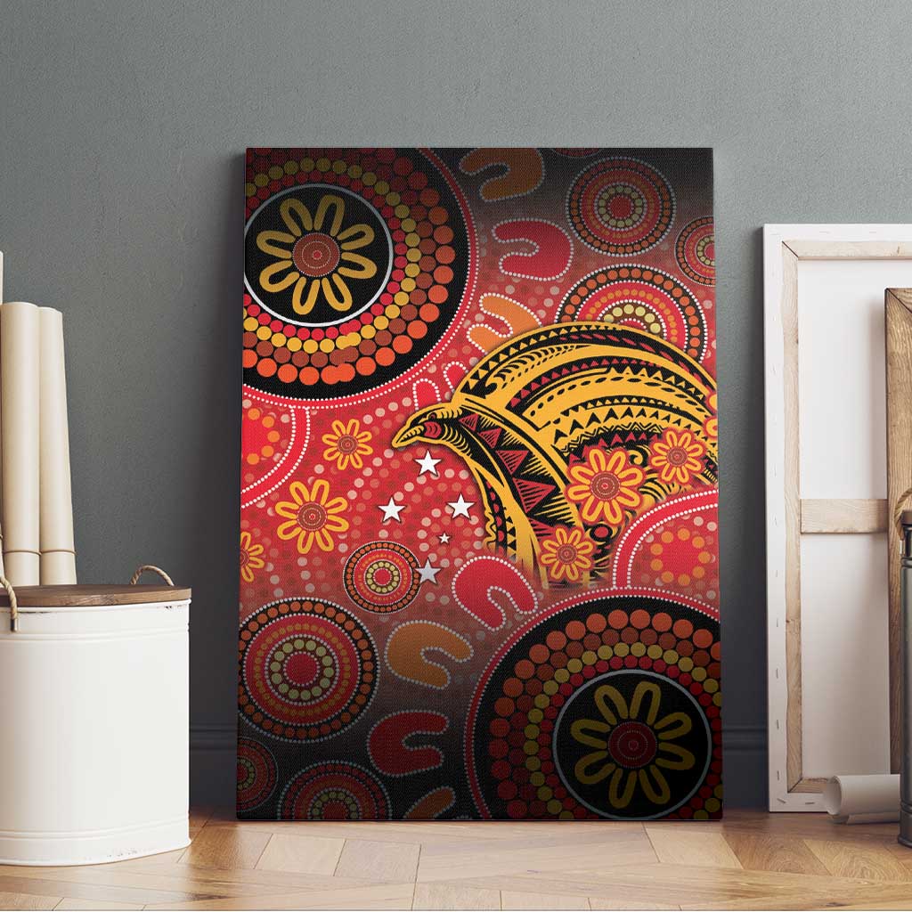 Papua New Guinea Canvas Wall Art Birds Of Paradise With Aboriginal Pattern LT05 - Polynesian Pride