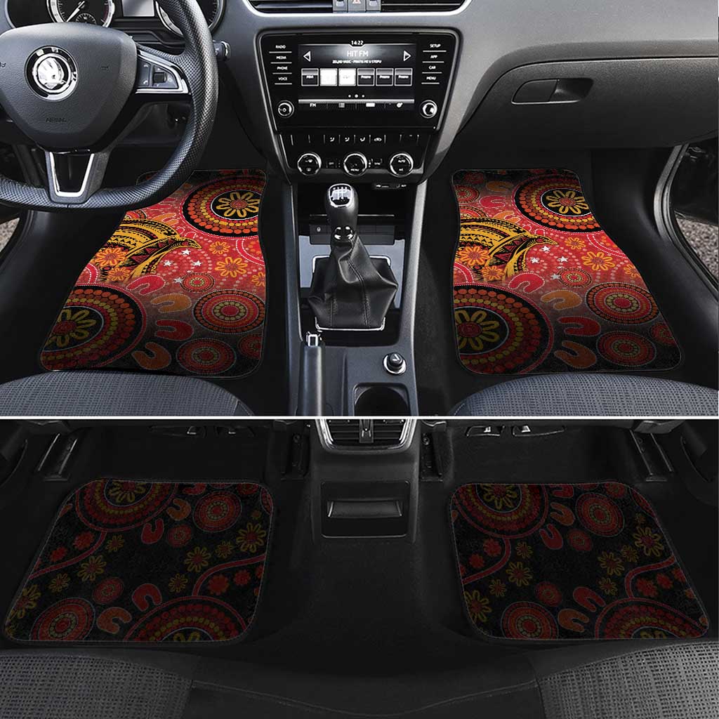 Papua New Guinea Car Mats Birds Of Paradise With Aboriginal Pattern LT05 Set 4pcs Red - Polynesian Pride
