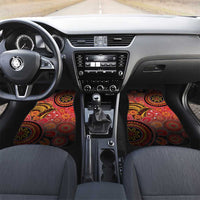 Papua New Guinea Car Mats Birds Of Paradise With Aboriginal Pattern LT05 Set 2pcs - Front Red - Polynesian Pride