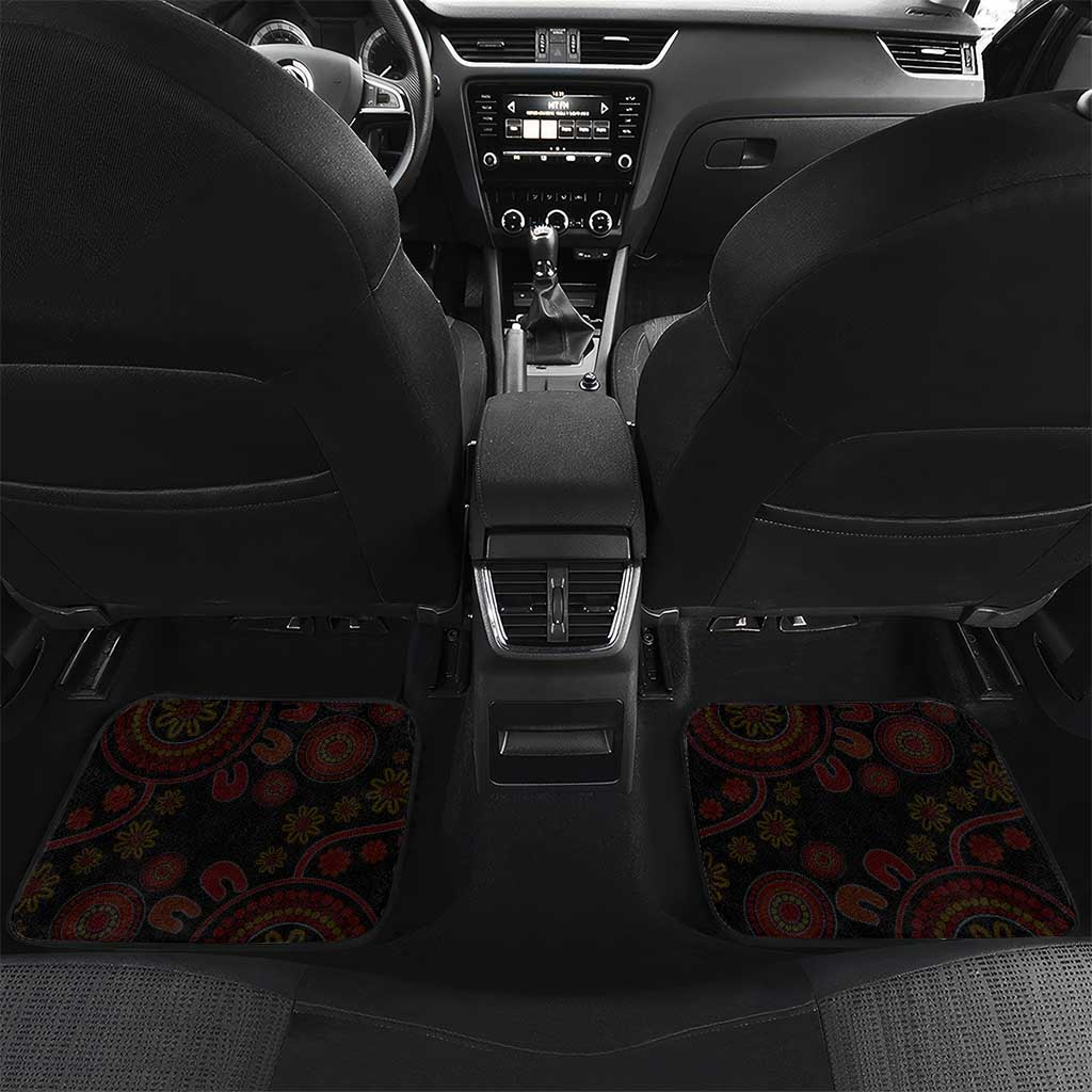 Papua New Guinea Car Mats Birds Of Paradise With Aboriginal Pattern LT05 Set 2pcs - Back Red - Polynesian Pride