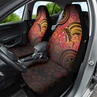 Papua New Guinea Car Seat Cover Birds Of Paradise With Aboriginal Pattern - Polynesian Pride