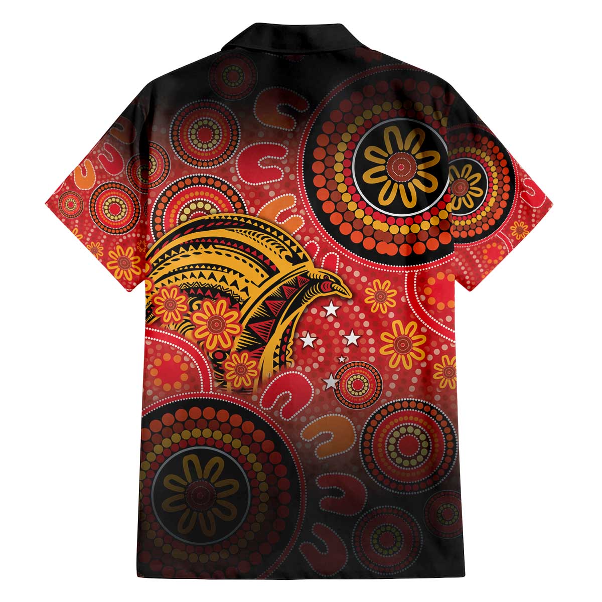 Papua New Guinea Family Matching Off The Shoulder Long Sleeve Dress and Hawaiian Shirt Birds Of Paradise With Aboriginal Pattern LT05 - Polynesian Pride