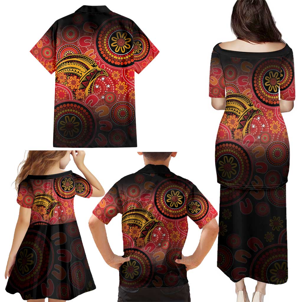 Papua New Guinea Family Matching Puletasi and Hawaiian Shirt Birds Of Paradise With Aboriginal Pattern LT05 - Polynesian Pride