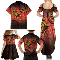 Papua New Guinea Family Matching Summer Maxi Dress and Hawaiian Shirt Birds Of Paradise With Aboriginal Pattern LT05 - Polynesian Pride