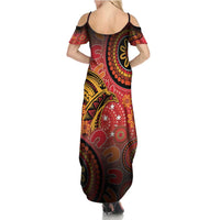 Papua New Guinea Family Matching Summer Maxi Dress and Hawaiian Shirt Birds Of Paradise With Aboriginal Pattern LT05 - Polynesian Pride