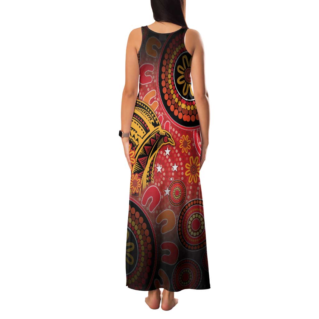 Papua New Guinea Family Matching Tank Maxi Dress and Hawaiian Shirt Birds Of Paradise With Aboriginal Pattern LT05 - Polynesian Pride