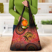 Papua New Guinea Grocery Bag Birds Of Paradise With Aboriginal Pattern LT05 - Polynesian Pride