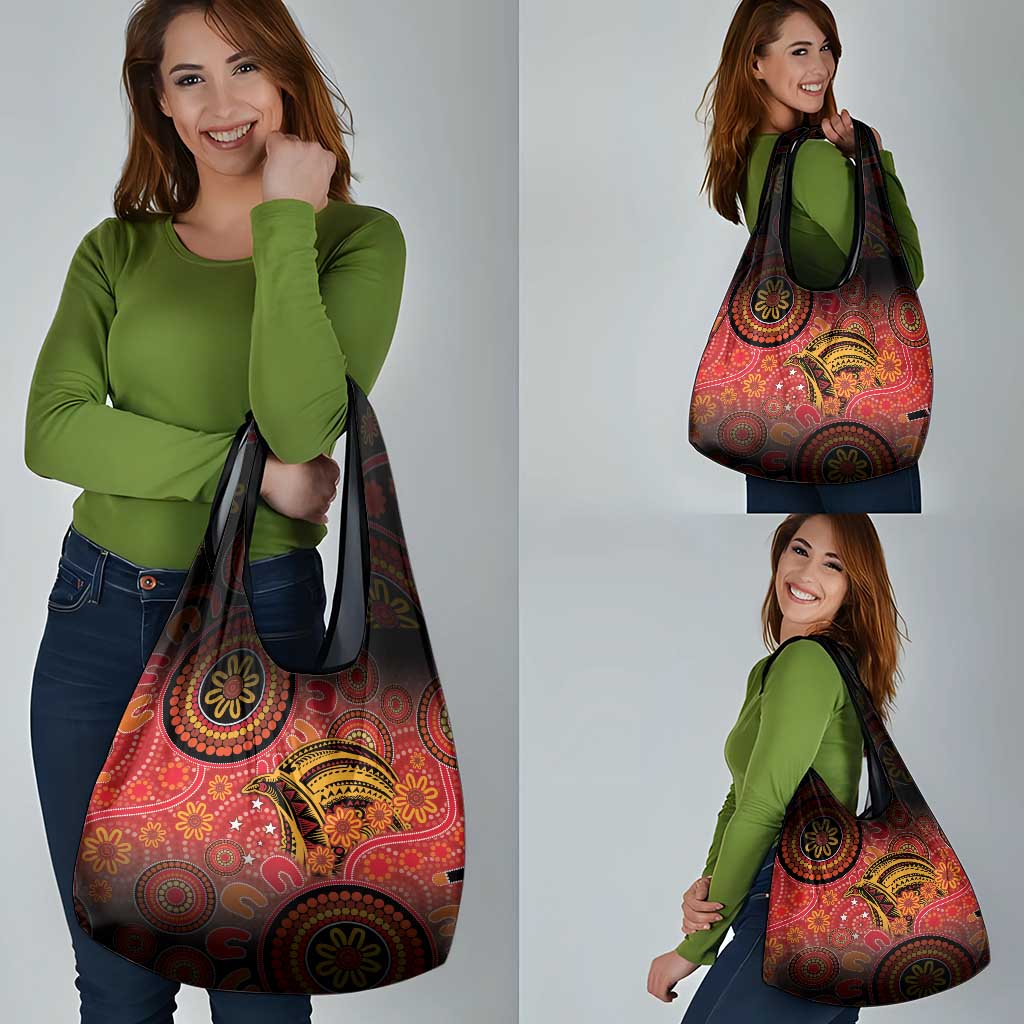 Papua New Guinea Grocery Bag Birds Of Paradise With Aboriginal Pattern LT05 - Polynesian Pride